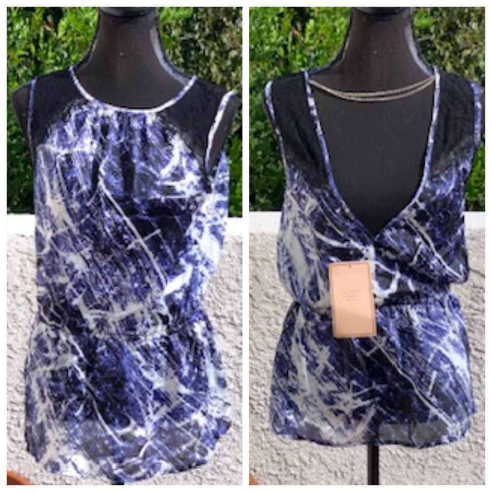 Jonathan Martin Sheer Top with Silver Chain  NWT
